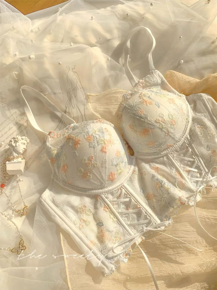 Spring breeze day embroidery bra tops & panty