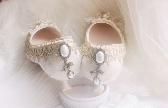 Tea party mid heels handcrafted shoes