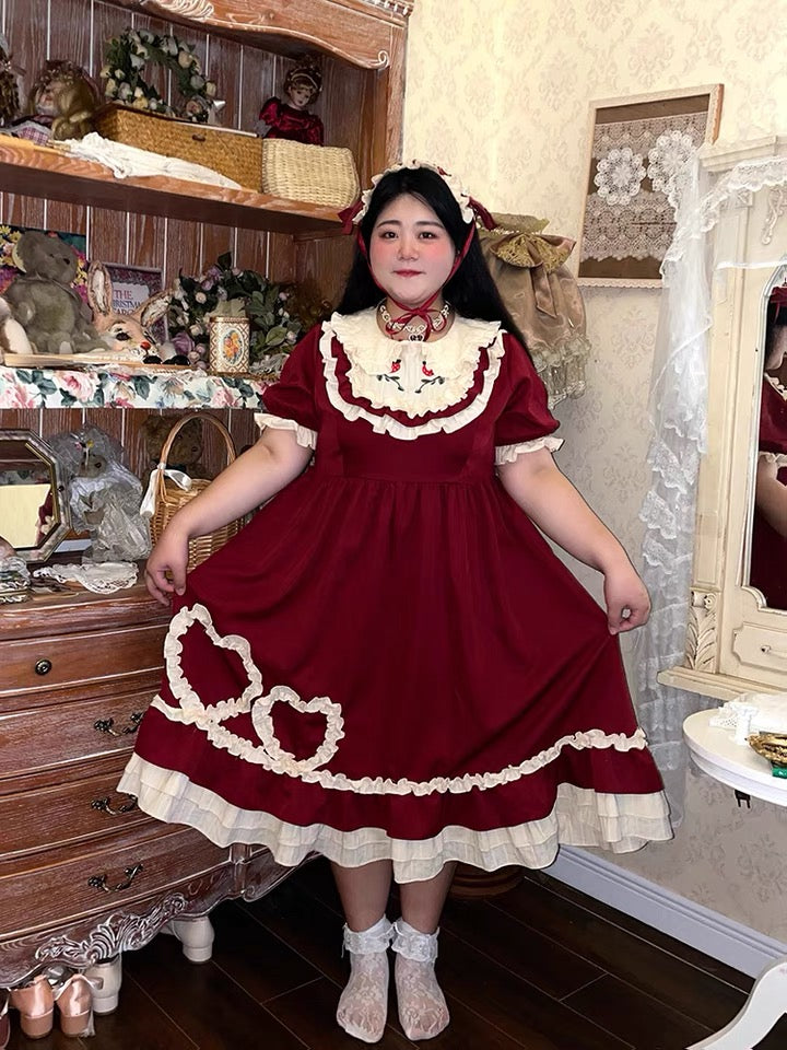 Plus size cotton candy girl two hearts red dress