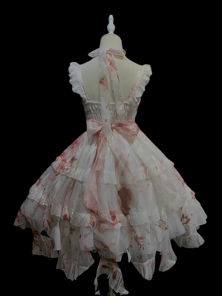 bloody pink dress Pink 1930s Halloween Blood Fishtail Dress