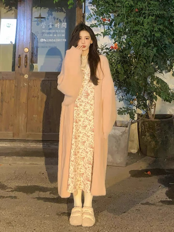 Engage with Cherry blossom in winter cardigan mink down