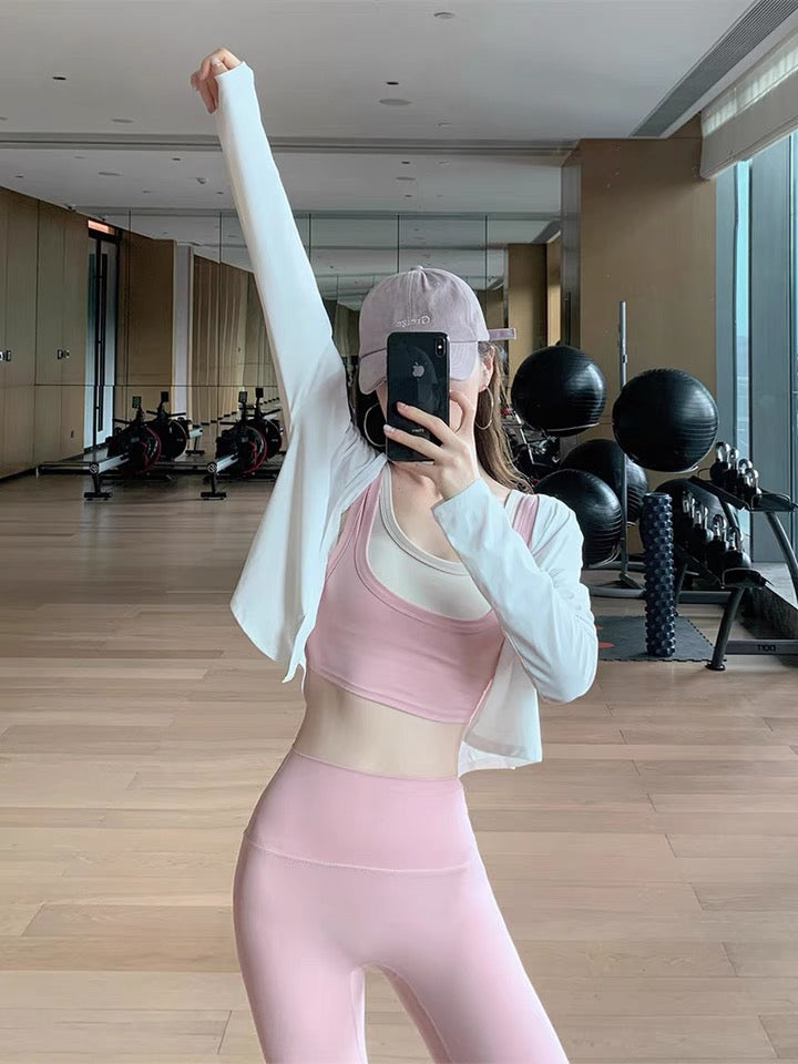 White X Pink sportswear Yoga pants + tops set