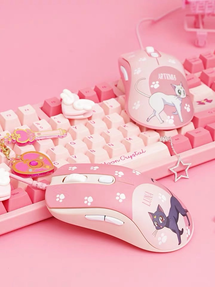 Sailor moon Luna crystal pink girly mouse