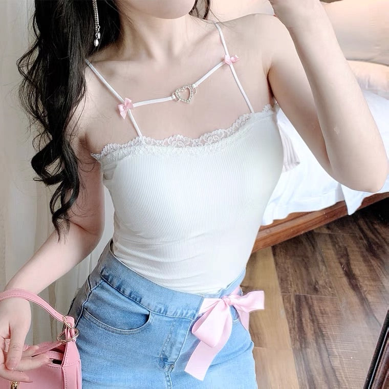 line heart camisole top sling top
