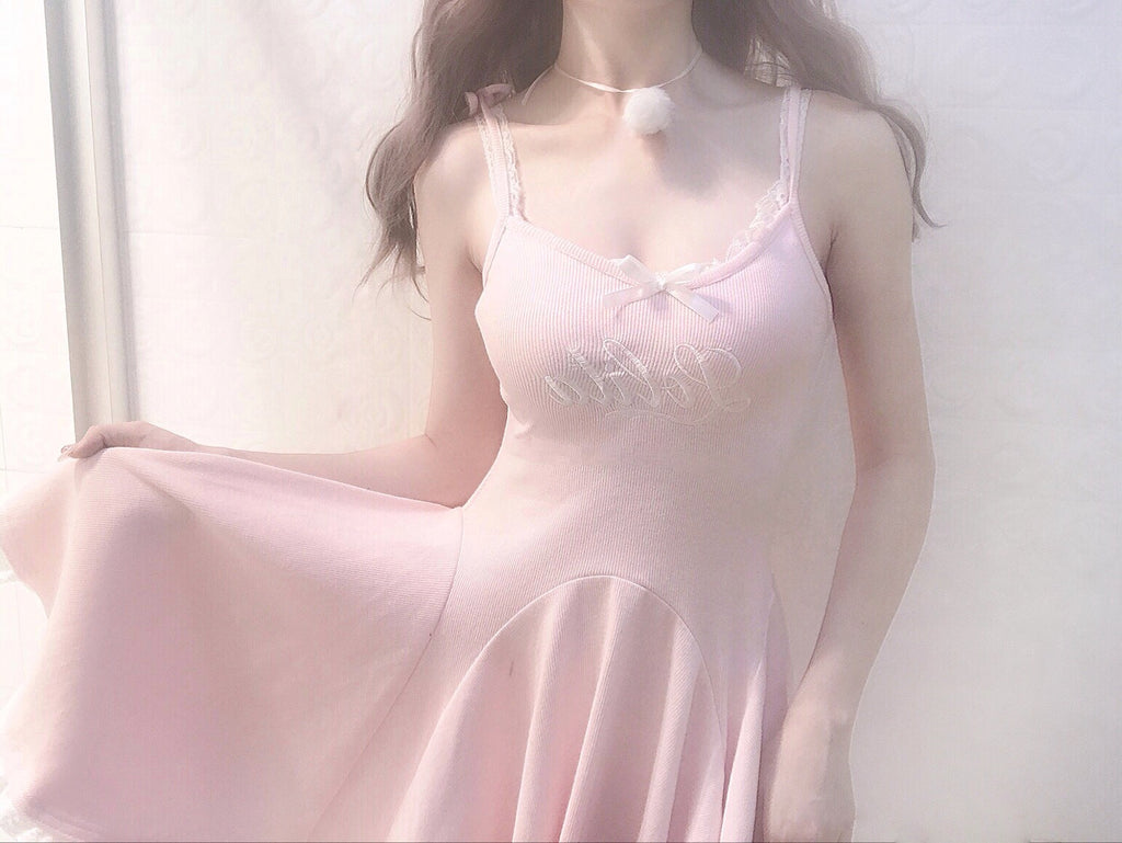 ballet style pink slip dress