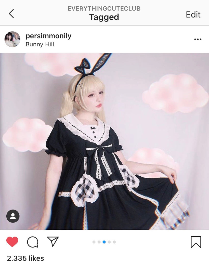 loveheart rabbit casual lolita one-piece dress