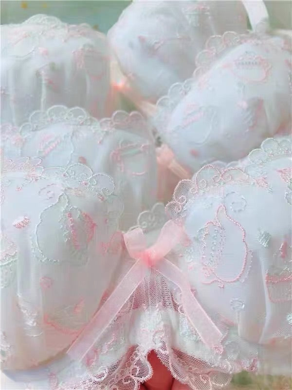 White afternoon tea bra sets big size available