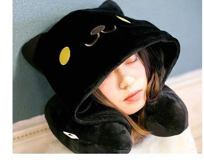 cat neko hooded U shaped pillow - EverythingCuteClub