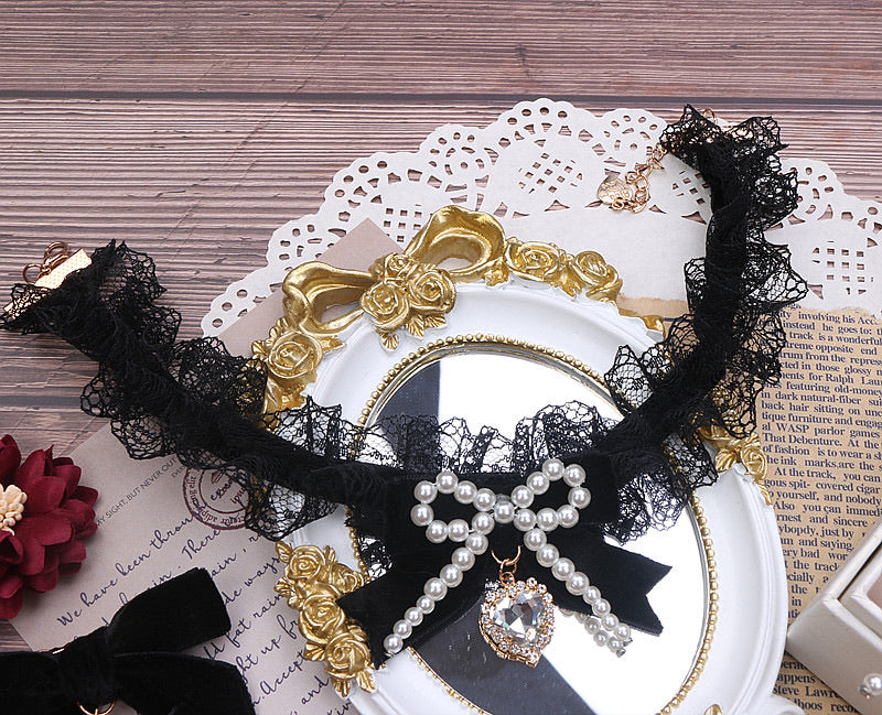 black lace choker handmade