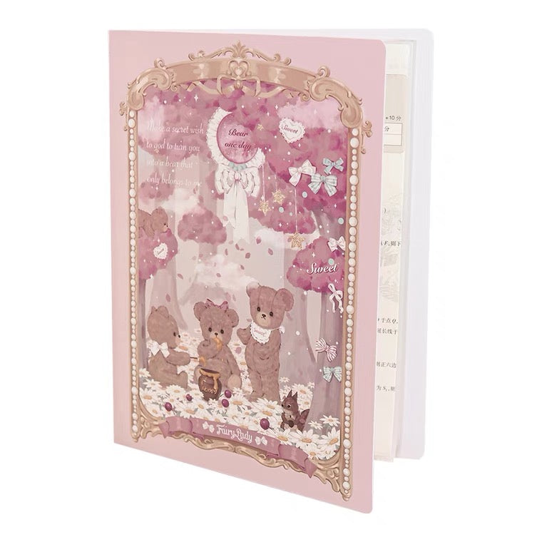 Girly bear forest design Document organizer binder A4 size 30 pages