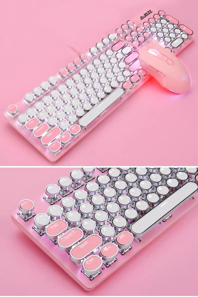 gaming punk pink mechanical keyboard + mouse