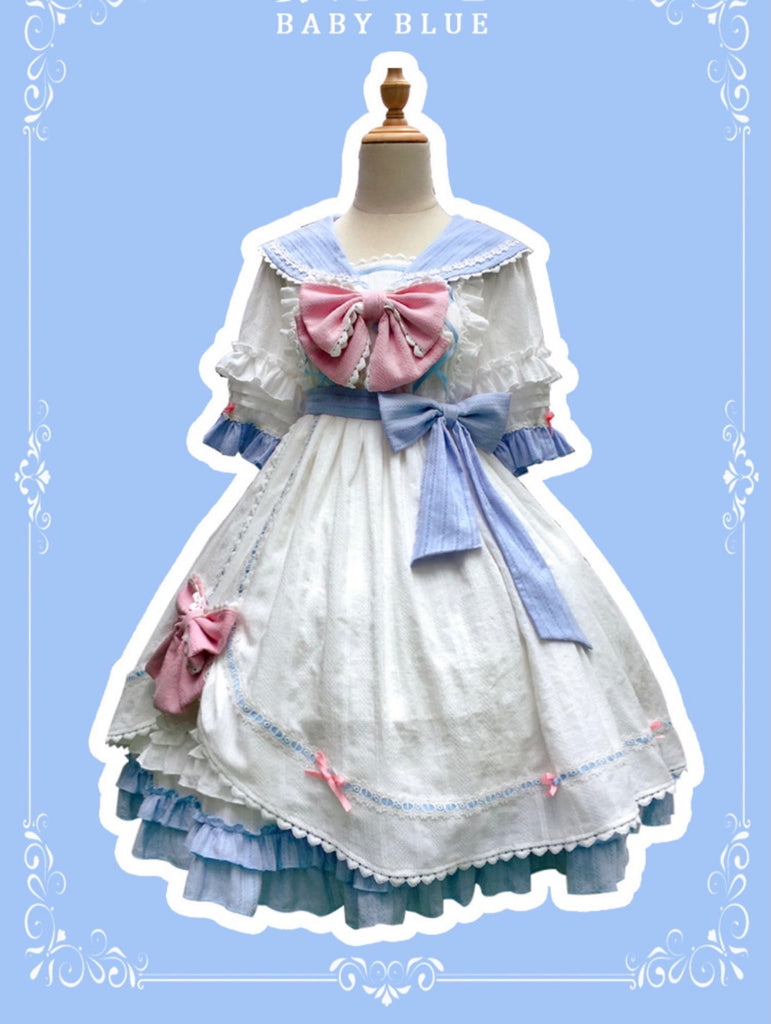 Baby blue little sailor Lolita dress one piece