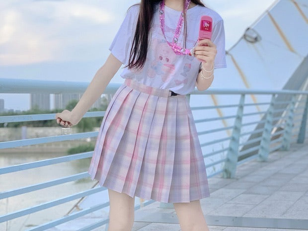 Pink and 2025 purple plaid skirt