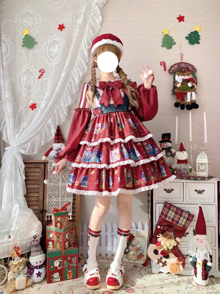 The letter after Christmas lolita set dress + vest+ Elk cloak