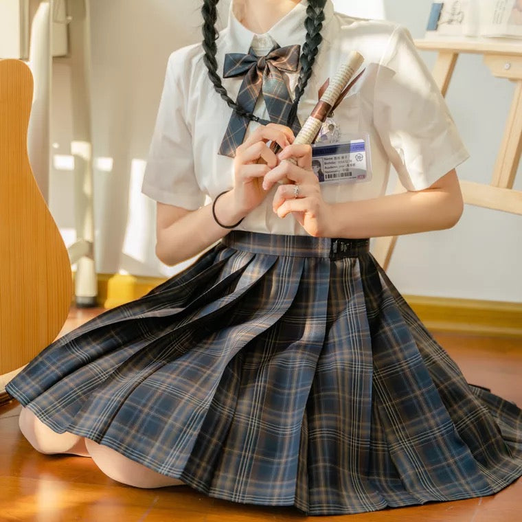 Plus size Pleated skirt paid skirt morning night premium Japan uniform style skirt