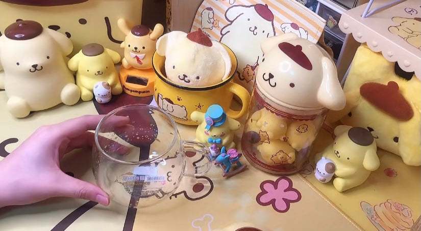 pom Pom purin glass mug