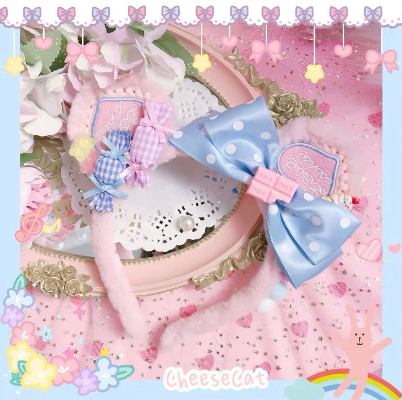 Cheese cat KC cute handmade hairband Lolita accessories yamikawaii
