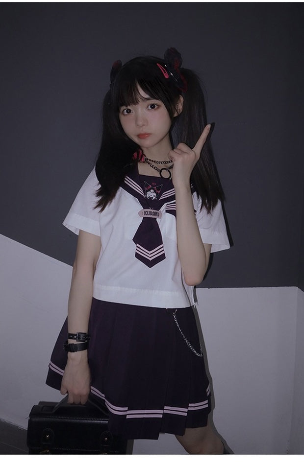 Sanrio licensed Sanrio collaboration kuromi seifuku jk top/skirt