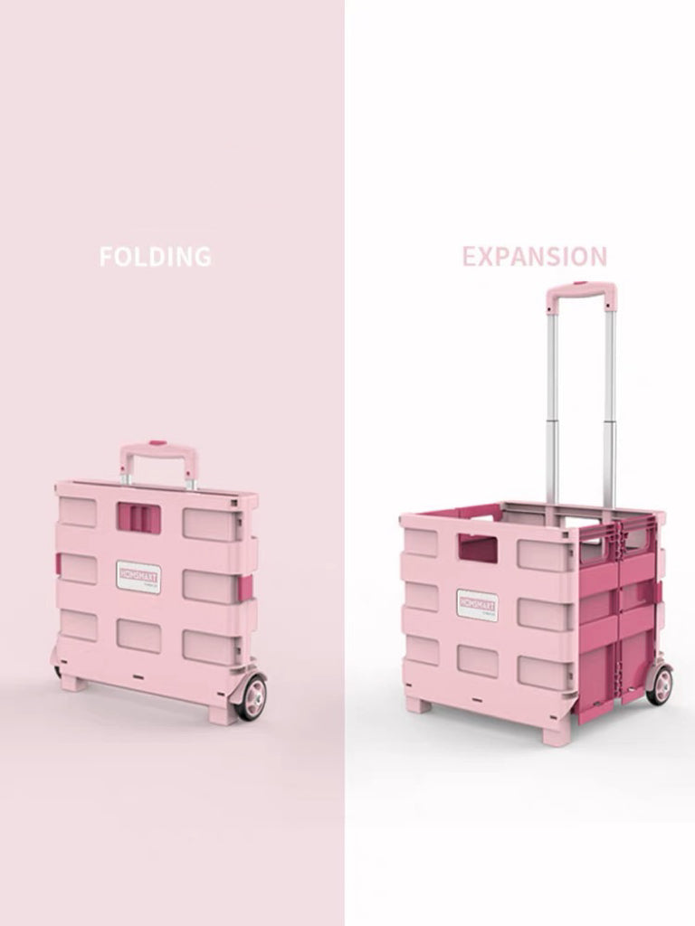 Pink folded trolley hand cart push cart dolly with my melody sticker stairs climber hand truck