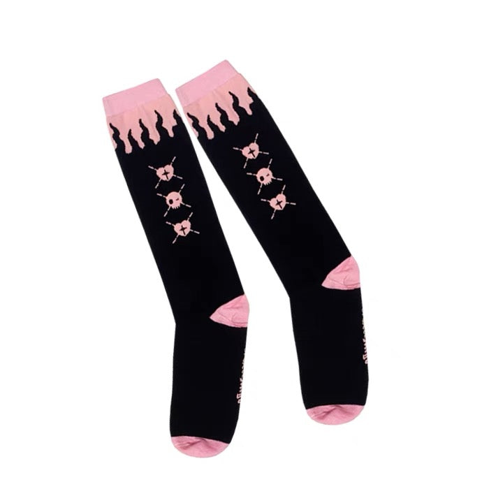 Pink fire y2k socks