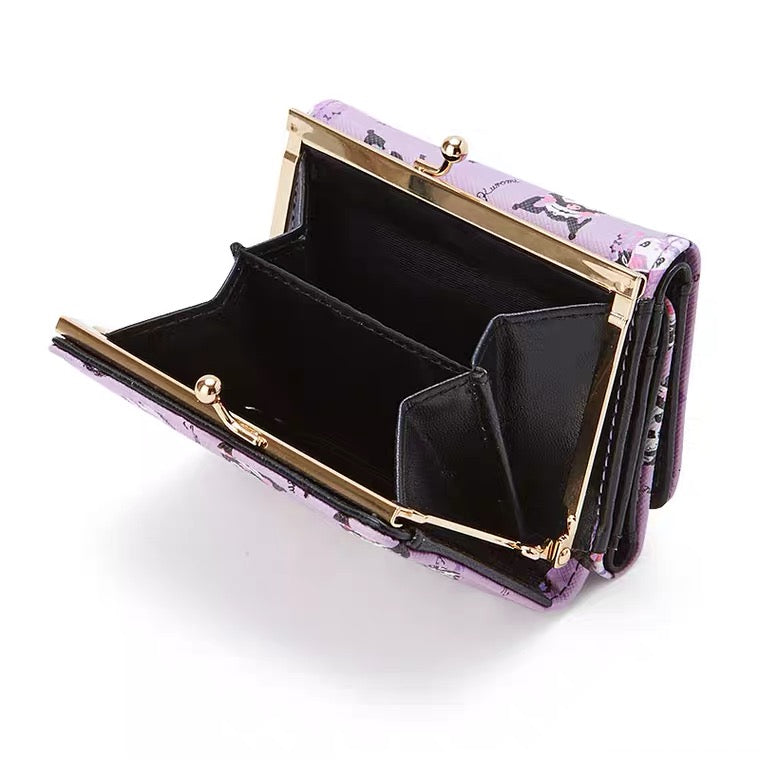 kuromi style black purple ribbon wallet
