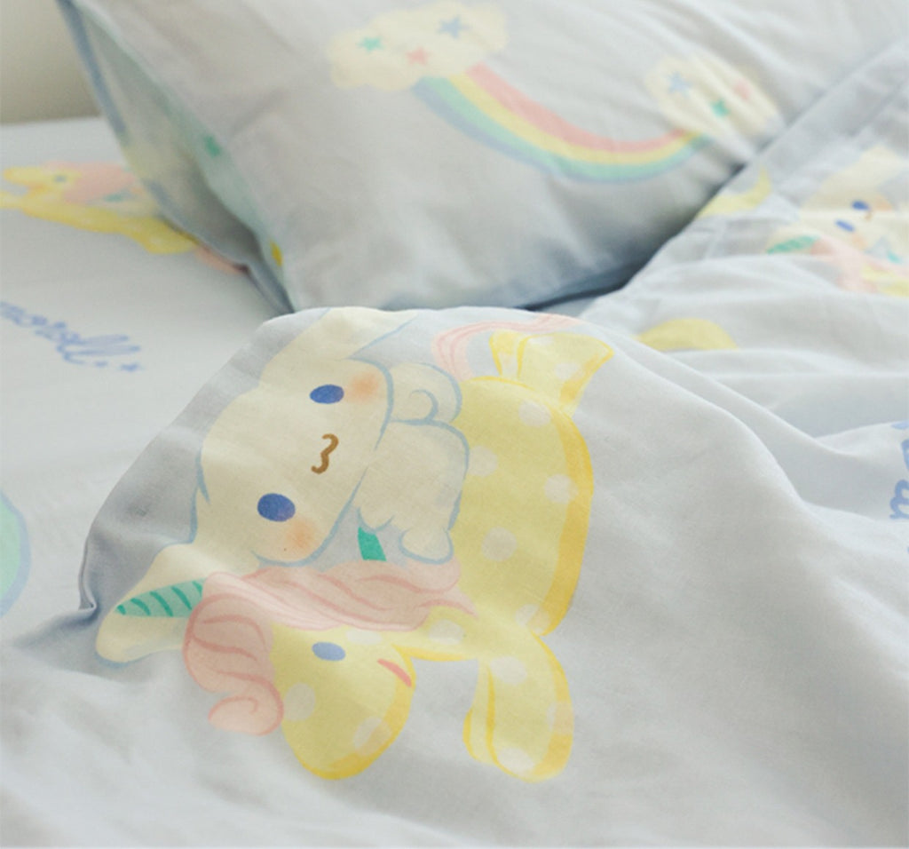 sanrio licensed cinnamoroll unicorn summer bed sheet / duvet cover/ pillow case