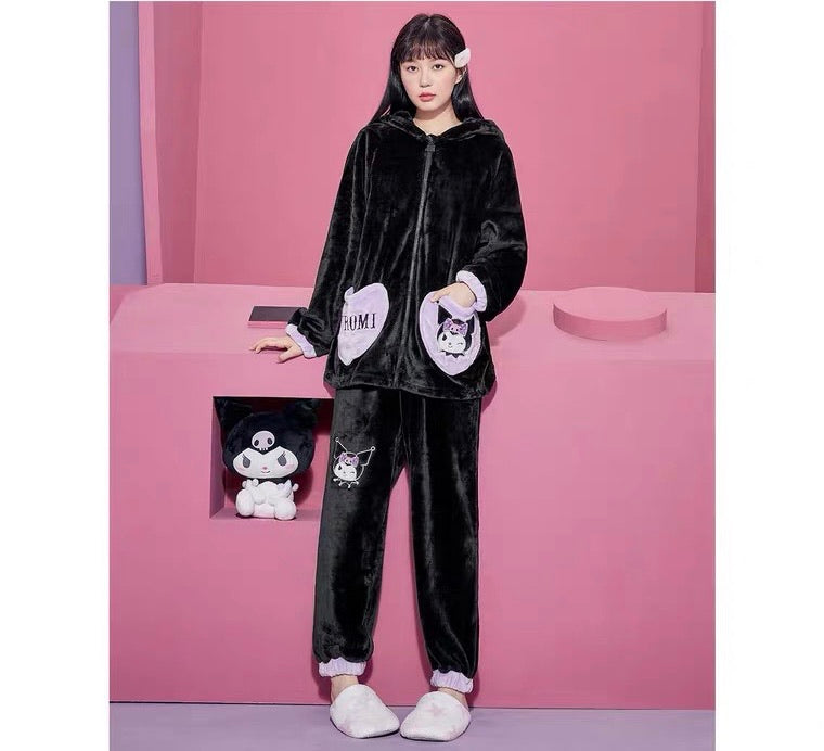 Sanrio collaboration kuromi pyjamas Pajamas set fleece cozy and warm