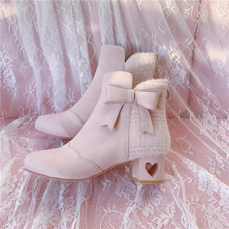 Heart shape hollow out bootie