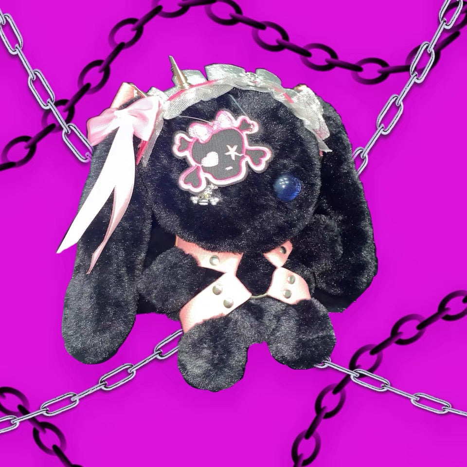 Black rock bunny stuffed toy bag