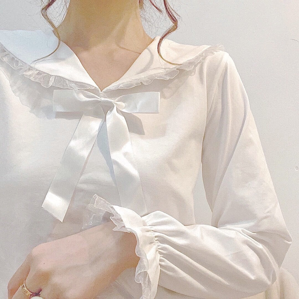 Lolita blouse doll collar / navy style collar
