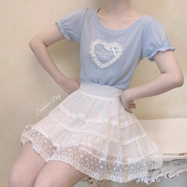 Lace heart T-shirt