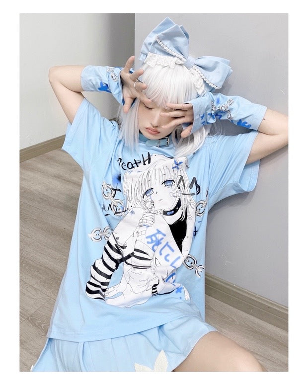 Don’t die harajuku fashion anime print T-shirt