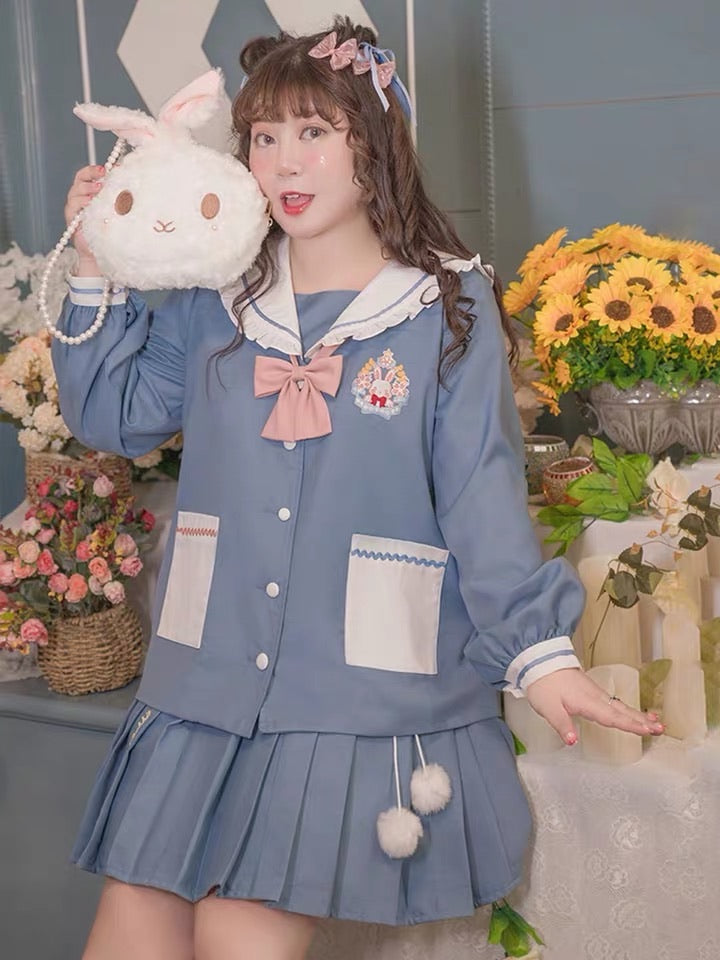 Plus kawaii plus size snowwhite rabbit JK uniform style