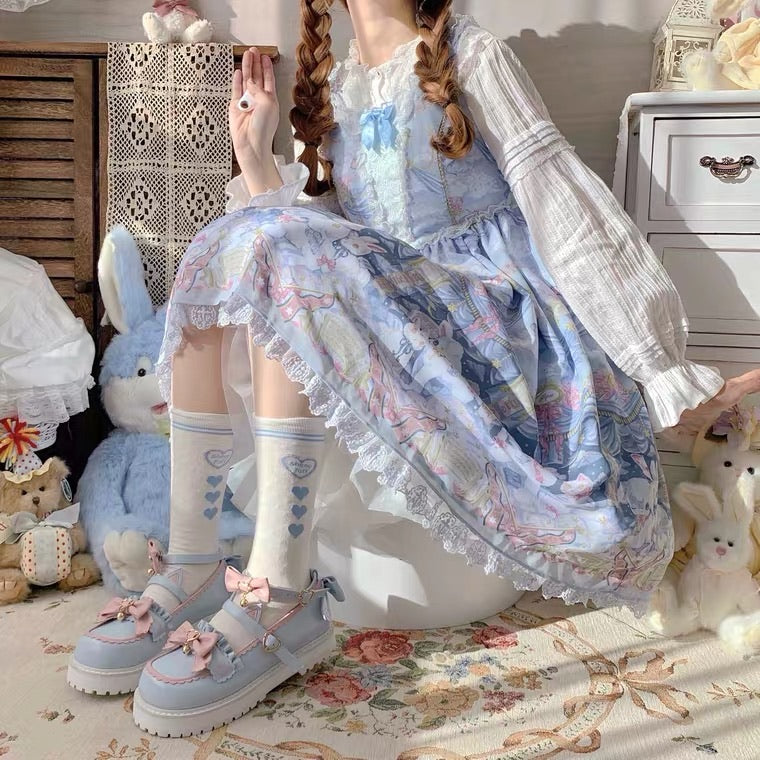 Cats’ tea party lolita shoes round toes