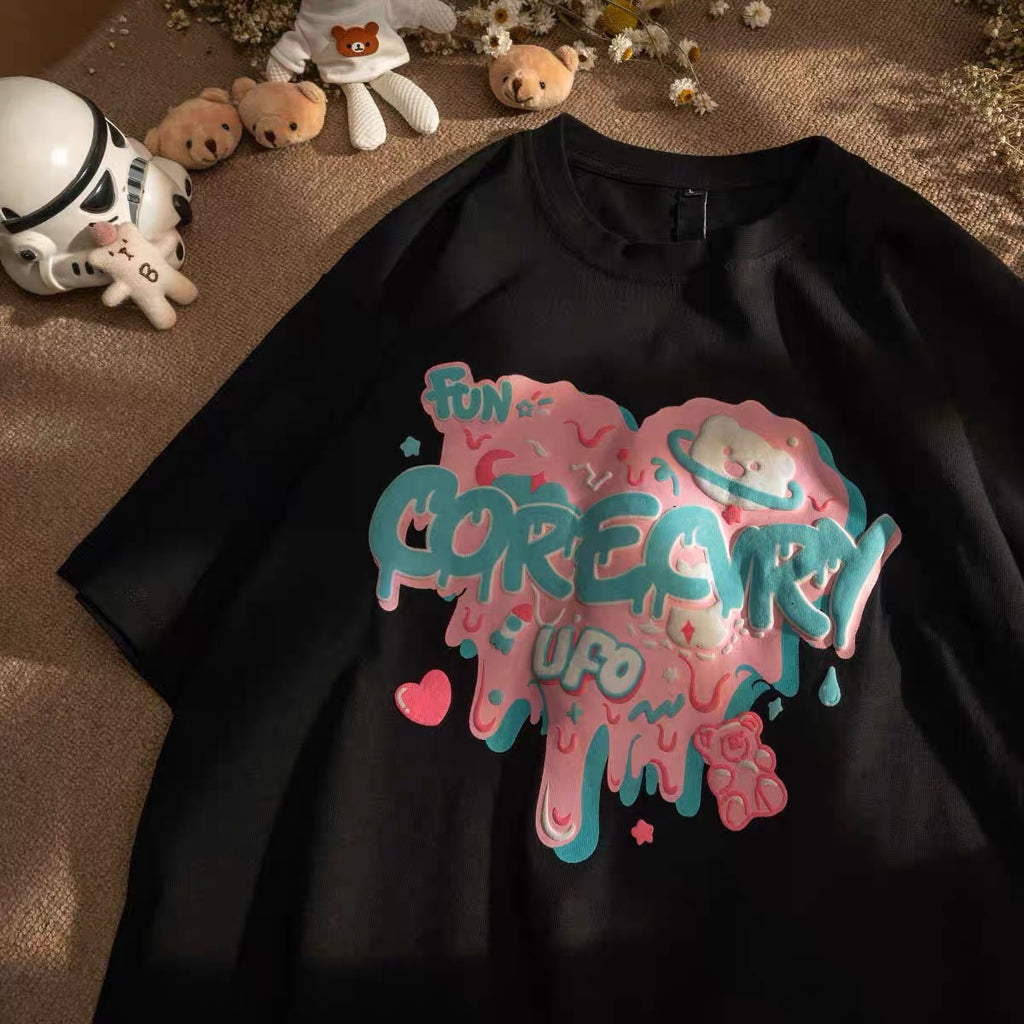Melted bear UFO oversized T-shirt