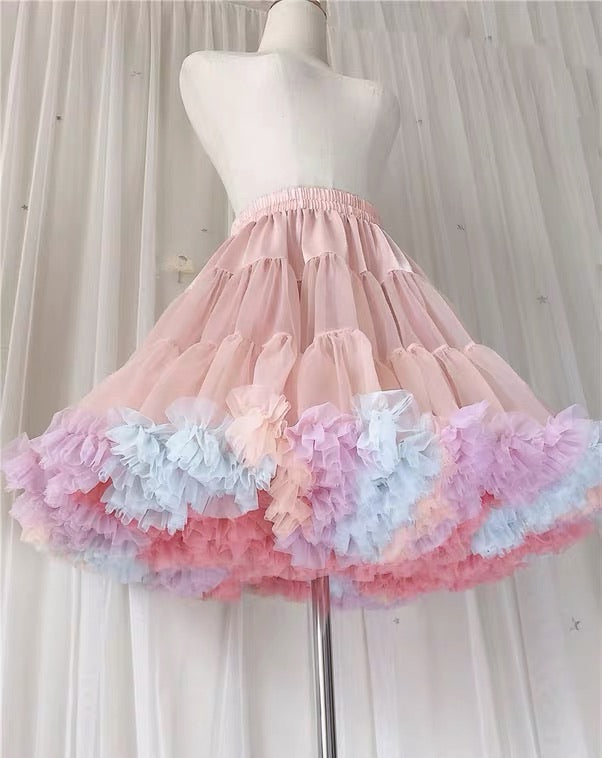 rainbow colour bustle / underskirt /hoop skirt for Lolita dress Lolita model Anran recommend style