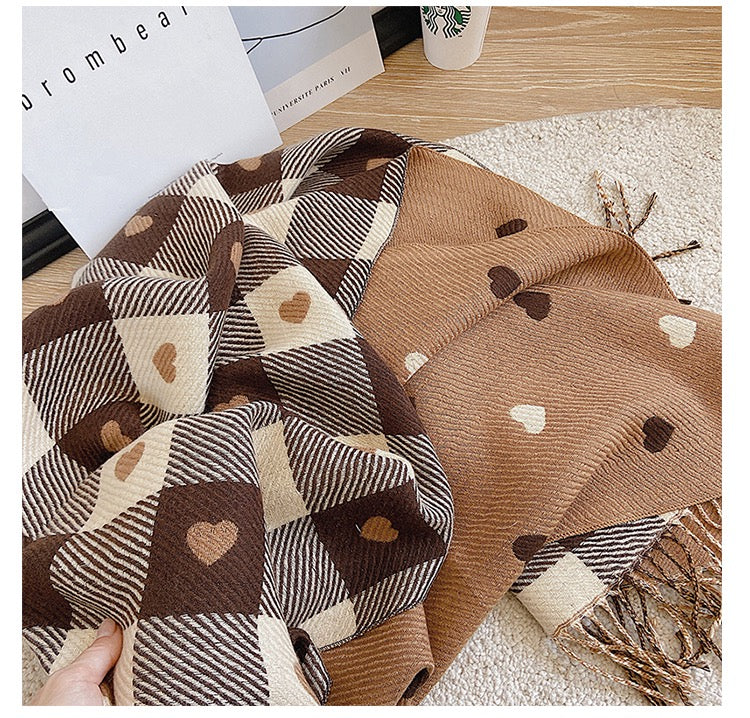 Brown heart scarf