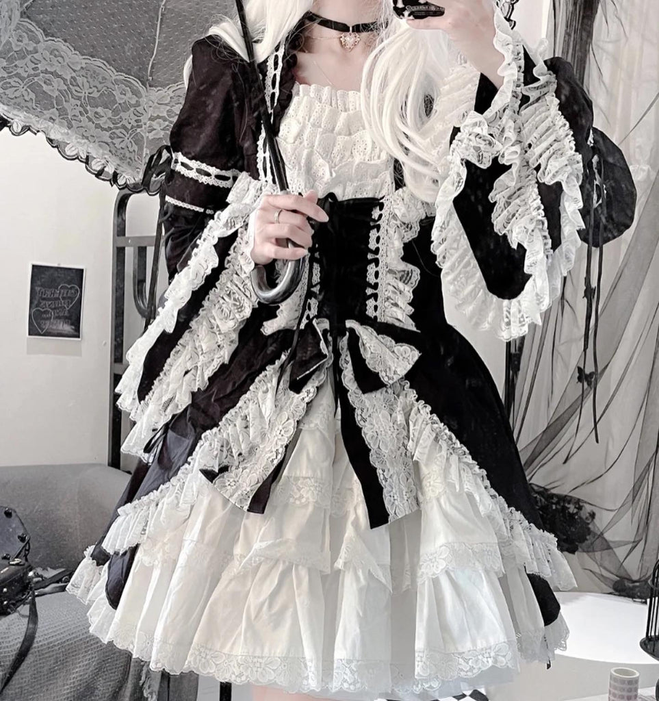 Pre-order size custom available dark night rose goth Lolita dress