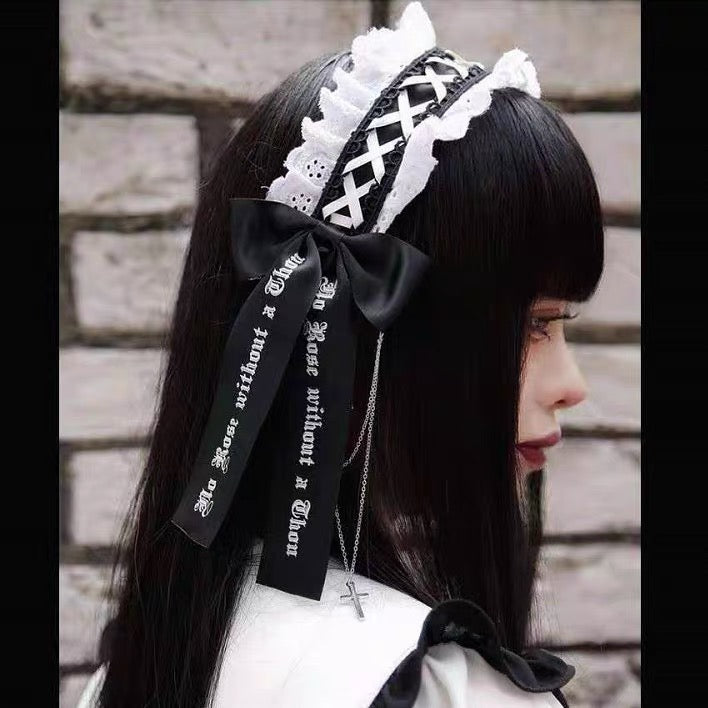 white black 地雷系 hairband KC
