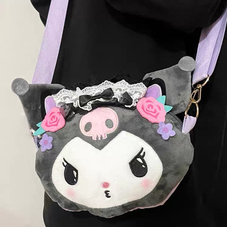 Two side kuromi style lace crossbody bag