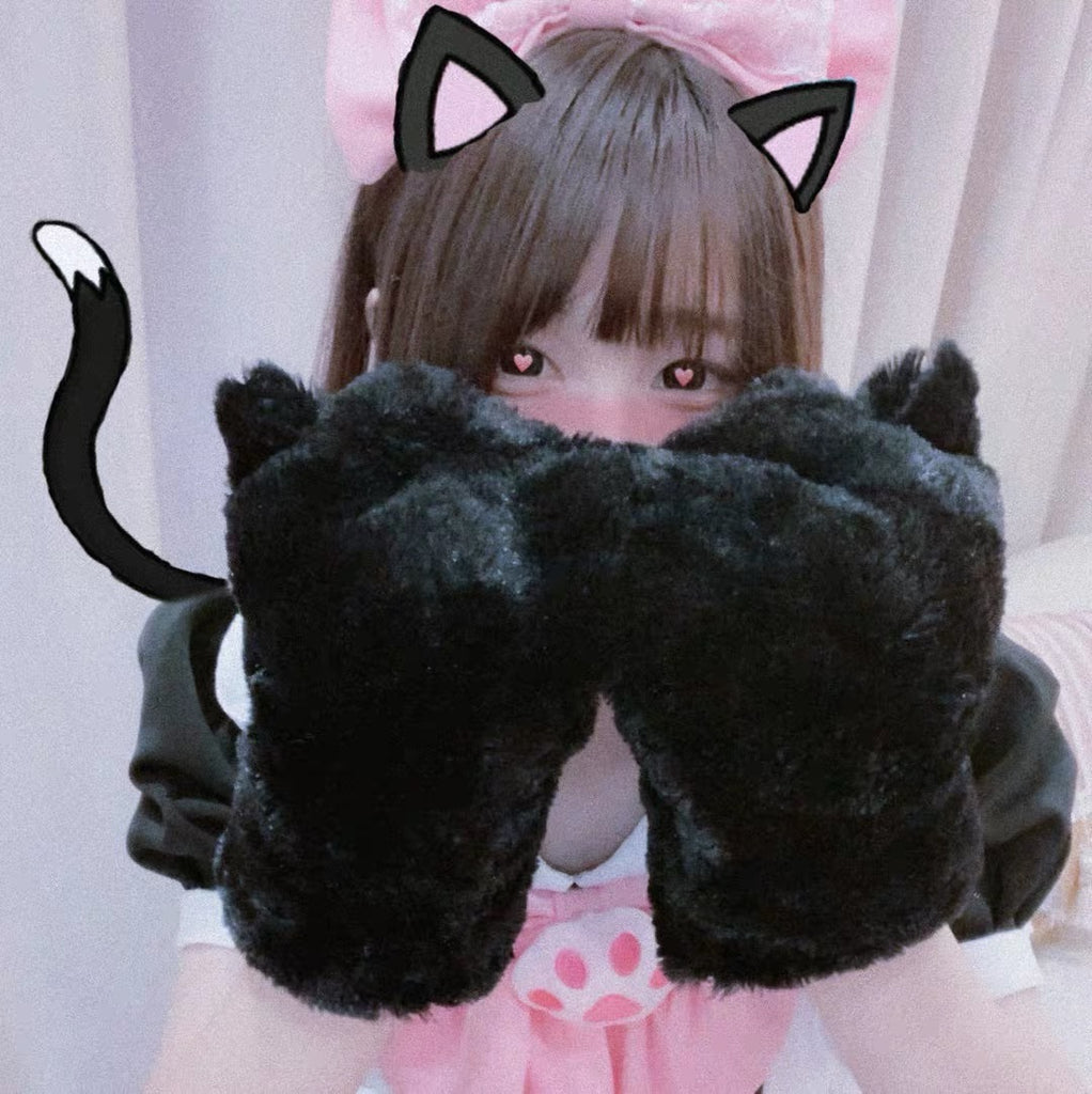 neko cat paw gloves / cat hair band / cat tail / choker  cosplay costumne