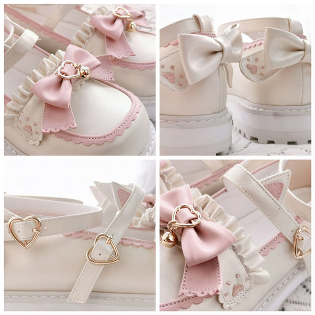 Cats’ tea party lolita shoes round toes