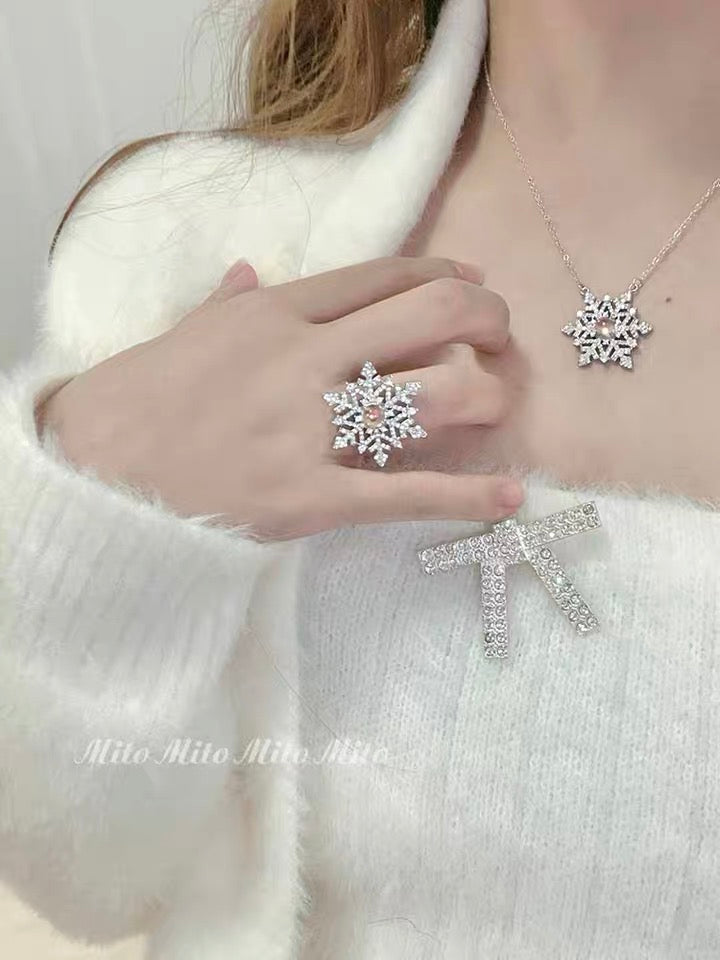 Snow night snowflakes earrings /necklace / ring