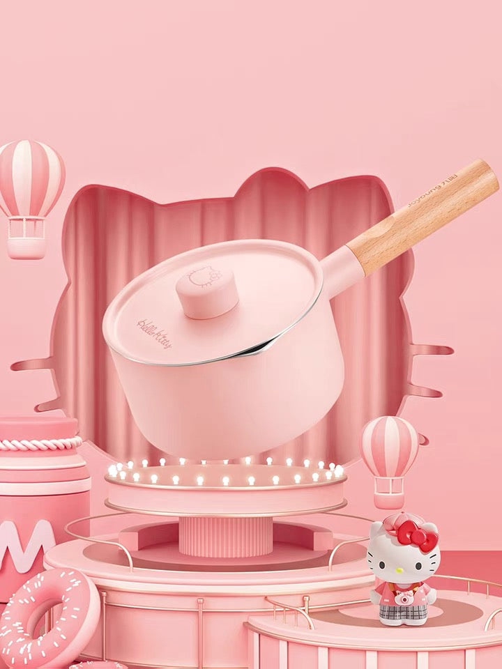 IH Compatible Cooking Pot Frying Pan 6-Piece Set 16-20 cm Hello Kitty 70's