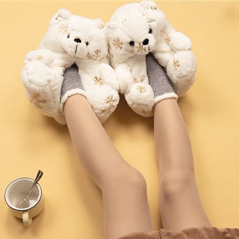 Bear fluffy slipper indoor