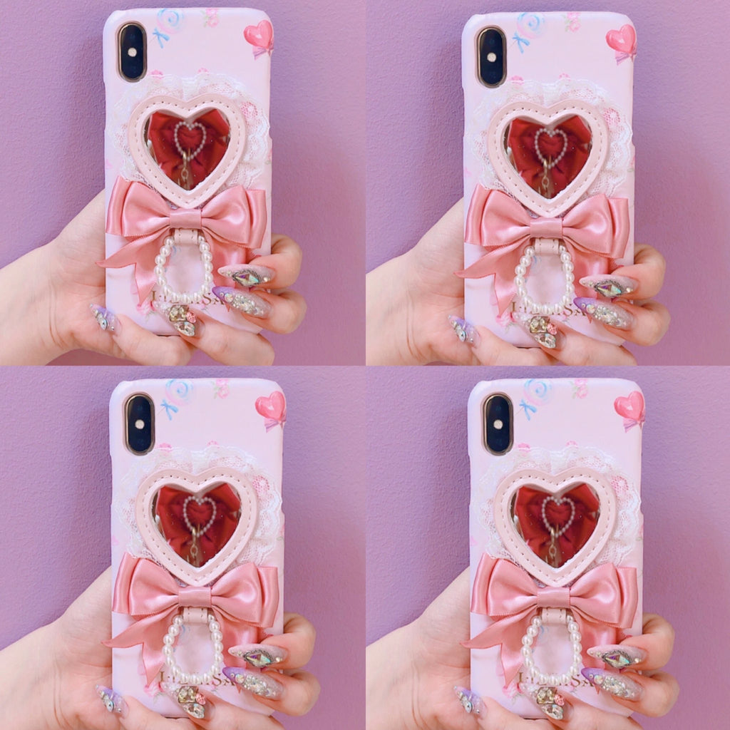 Lizlisa phone case heart shape mirror boknot