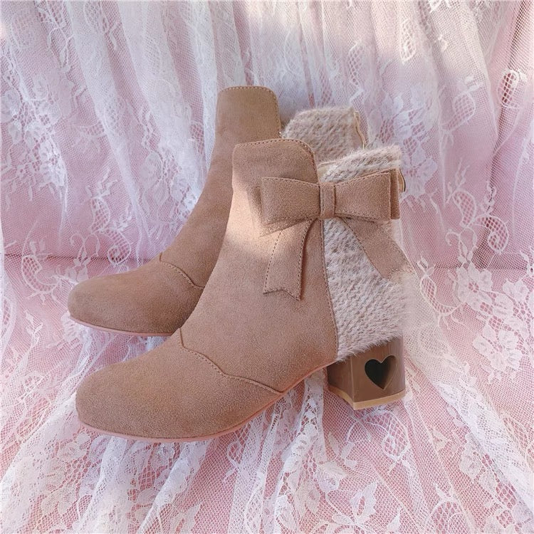 Heart shape hollow out bootie