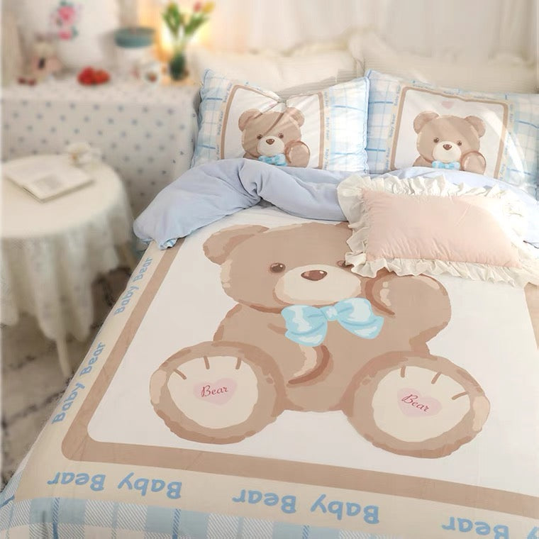 Morning bear milky fleece bedding set soft