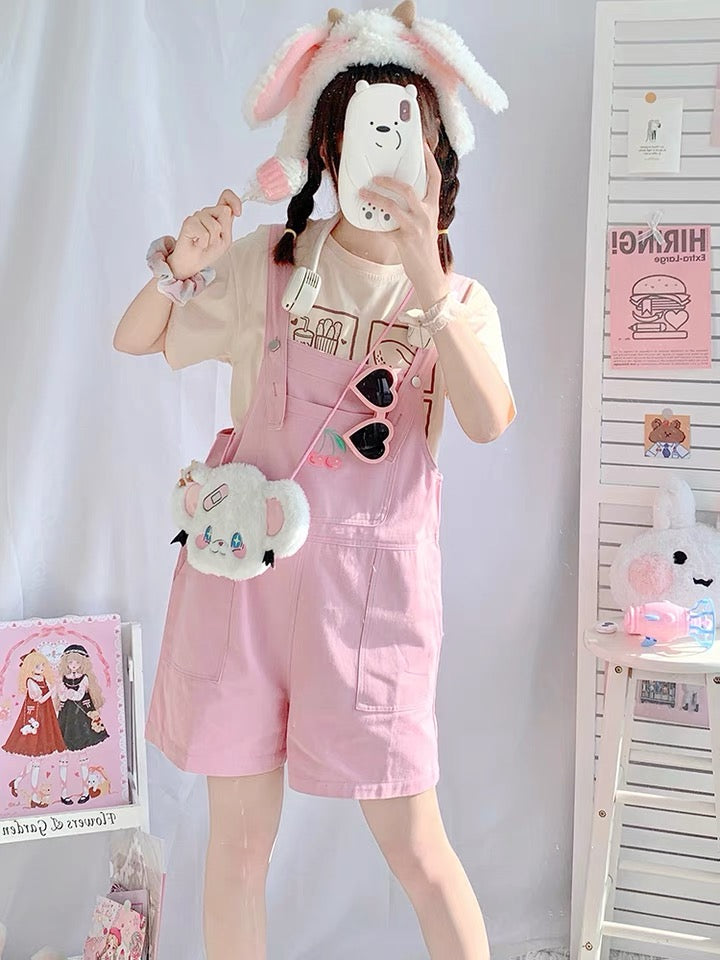 cherry colour rompers jumpsuit overall girly