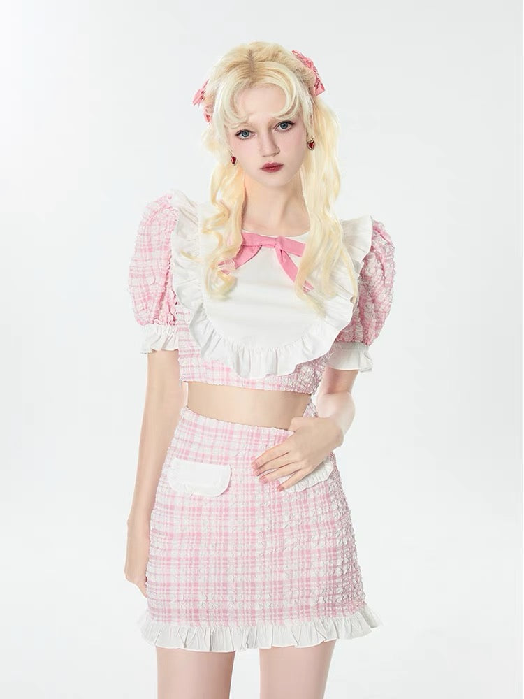 peachy maid set (top+skirt)